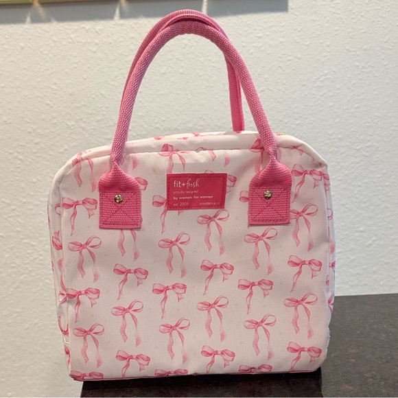 Pink Bow Print Fit and Fresh Lunch Bag - Picture 1 of 4